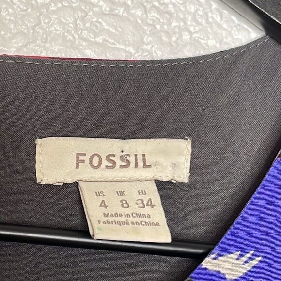 Fossil Silk Floral 3/4 Sleeve Dress Size 4 - Picture 4 of 7